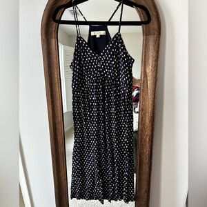 LOFT Dark Blue and White Patterned Maxi Dress